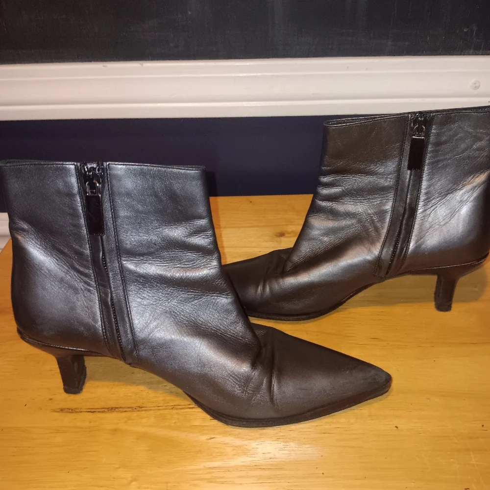 Gucci GG Leather Zip Heeled Ankle Boots Size 35 1/2 - Picture 3 of 7